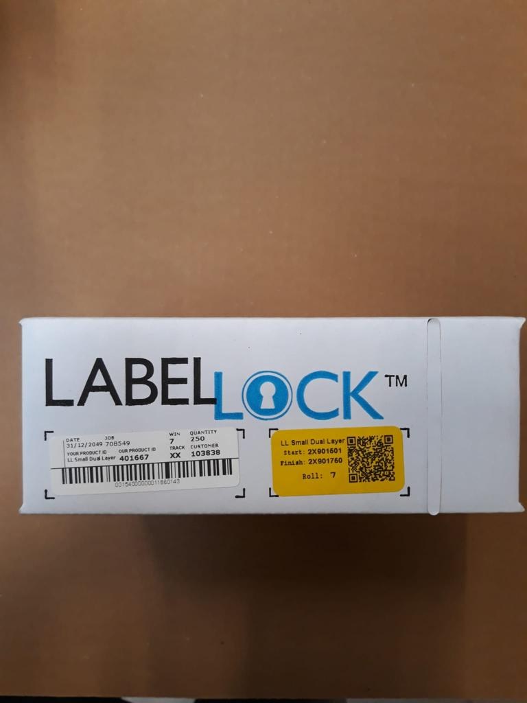 Siegeletiketten LabelLock mit Rückstand